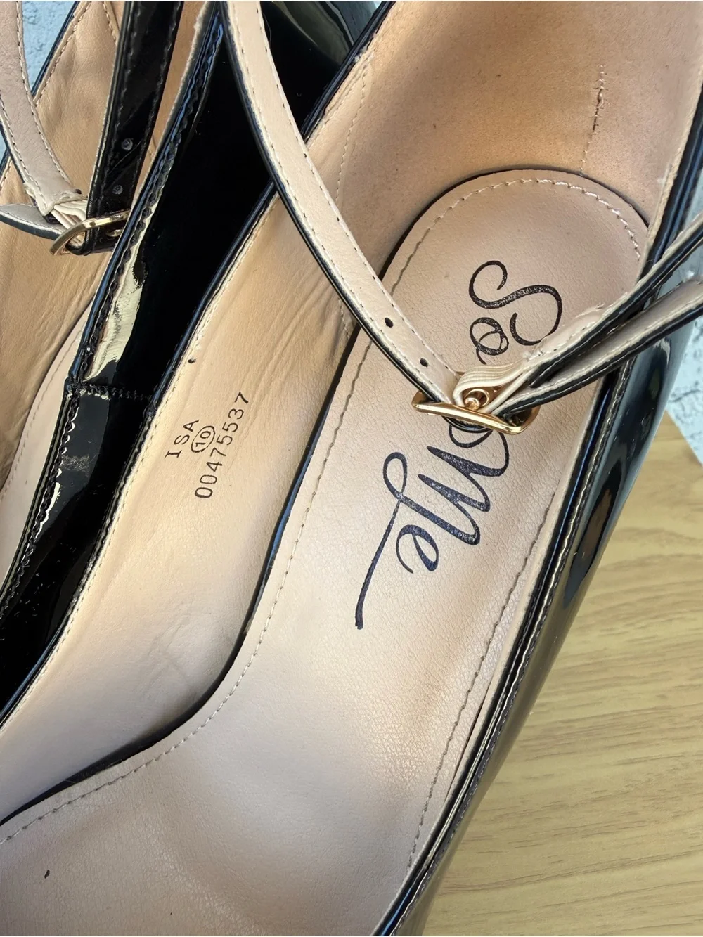 So Me Black Patent Platform Ankle Strap Mary Jane Heels 10